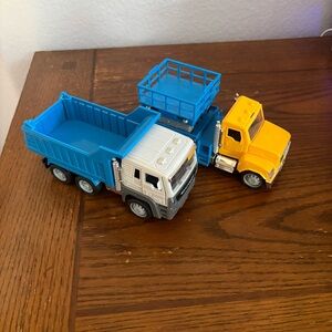Yellow and Blue Toy Truck Set